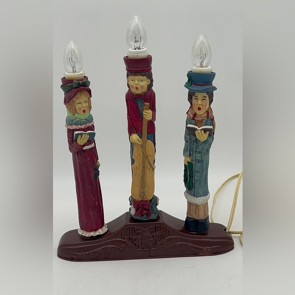 Vintage Christmas Carollers electric lighted candelabra || 3-light Candelabra ||